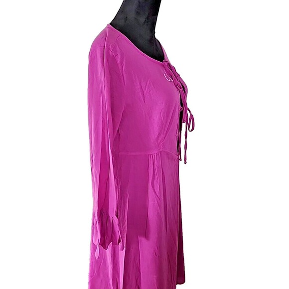 New - Diesel Dampi Dress XL Tie Front Tunic 100% Cotton Purple Boho Flare Wrist - Picture 8 of 16